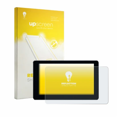 Parte frontal de un envase de producto con el logotipo de la marca upscreen. Al lado se muestra el dispositivo Zontes 368G 202