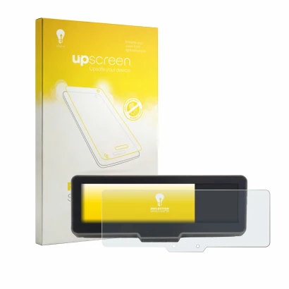 Parte frontal de un envase de producto con el logotipo de la marca upscreen. Al lado se muestra el dispositivo KTM H88 TFT Dis