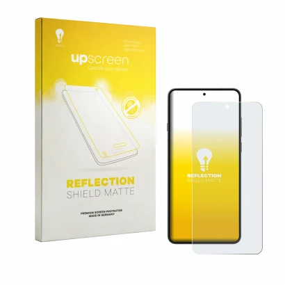 Parte frontal de un envase de producto con el logotipo de la marca upscreen. Al lado se muestra el dispositivo Oppo Find X9 Ul