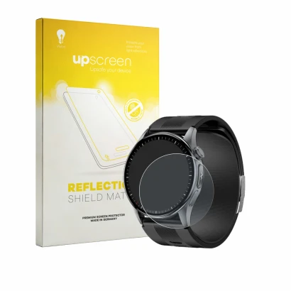 Parte frontal de un envase de producto con el logotipo de la marca upscreen. Al lado se muestra el dispositivo Knauermann Pro 