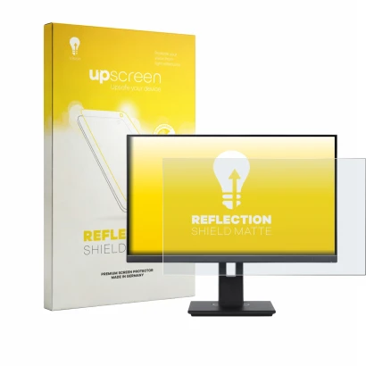Parte frontal de un envase de producto con el logotipo de la marca upscreen. Al lado se muestra el dispositivo Acer Vero B7 B2