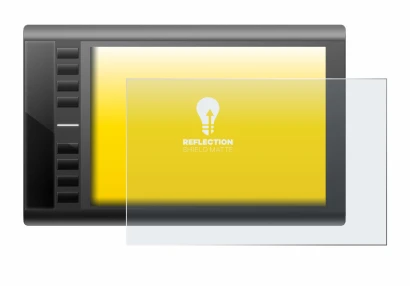 Imagen del dispositivo Ugee M708 con una amplia variedad de protectores de pantalla.