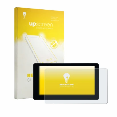Parte frontal de un envase de producto con el logotipo de la marca upscreen. Al lado se muestra el dispositivo Zontes 368D 202