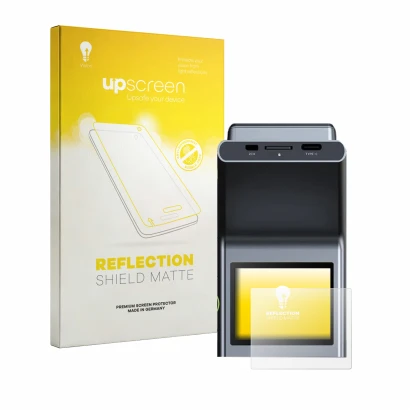 Parte frontal de un envase de producto con el logotipo de la marca upscreen. Al lado se muestra el dispositivo Botslab G300H P