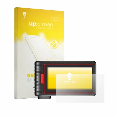 Parte frontal de un envase de producto con el logotipo de la marca upscreen. Al lado se muestra el dispositivo KINGBOLEN S6 co