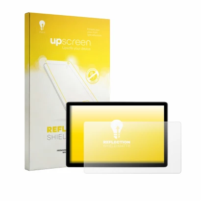 Parte frontal de un envase de producto con el logotipo de la marca upscreen. Al lado se muestra el dispositivo Skoda Elroq 85