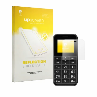 Parte frontal de un envase de producto con el logotipo de la marca upscreen. Al lado se muestra el dispositivo Peaq PMP 92 con