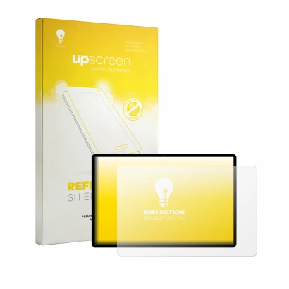 Parte frontal de un envase de producto con el logotipo de la marca upscreen. Al lado se muestra el dispositivo LEVIRTU M602 13