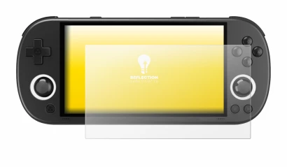 Imagen del dispositivo Trimui Smart Pro con una amplia variedad de protectores de pantalla.