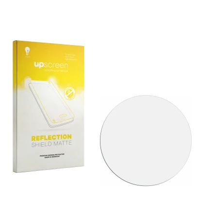Parte frontal de un envase de producto con el logotipo de la marca upscreen. Al lado está el protector de pantalla correspondi