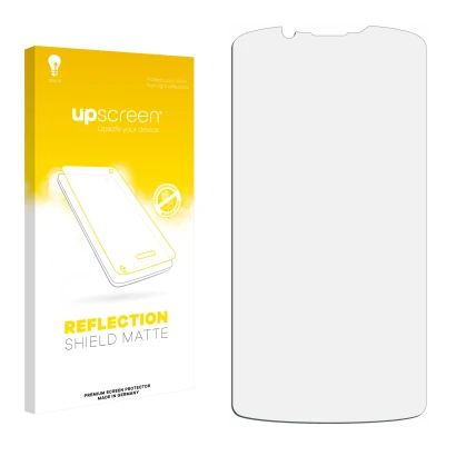 Parte frontal de un envase de producto con el logotipo de la marca upscreen. Al lado está el protector de pantalla correspondi