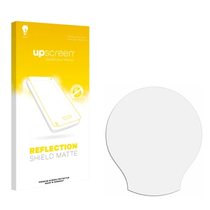 Parte frontal de un envase de producto con el logotipo de la marca upscreen. Al lado está el protector de pantalla correspondi