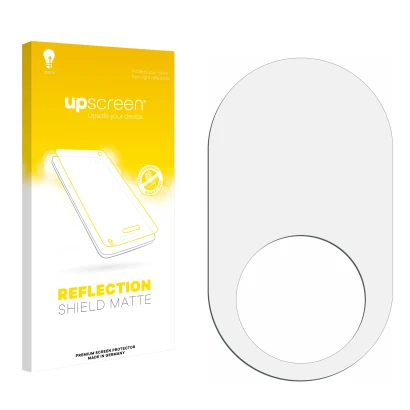 Parte frontal de un envase de producto con el logotipo de la marca upscreen. Al lado está el protector de pantalla correspondi