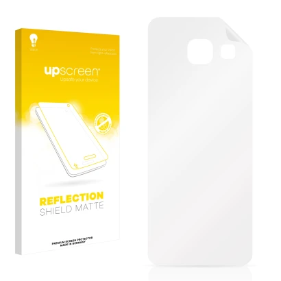 Parte frontal de un envase de producto con el logotipo de la marca upscreen. Al lado está el protector de pantalla correspondi