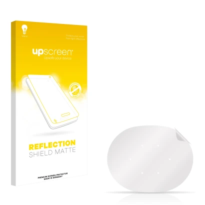 Parte frontal de un envase de producto con el logotipo de la marca upscreen. Al lado está el protector de pantalla correspondi