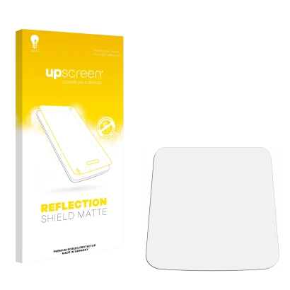 Parte frontal de un envase de producto con el logotipo de la marca upscreen. Al lado está el protector de pantalla correspondi