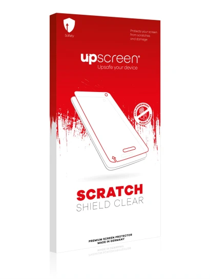 Parte frontal de un envase de producto con el logotipo de la marca upscreen