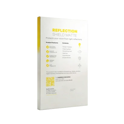 Parte trasera de un envase de producto con el logotipo de la marca upscreen