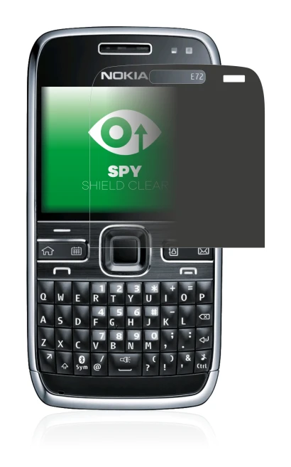 Imagen del dispositivo Nokia E72 con una amplia variedad de protectores de pantalla.