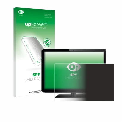 Parte frontal de un envase de producto con el logotipo de la marca upscreen. Al lado se muestra el dispositivo con su protecto