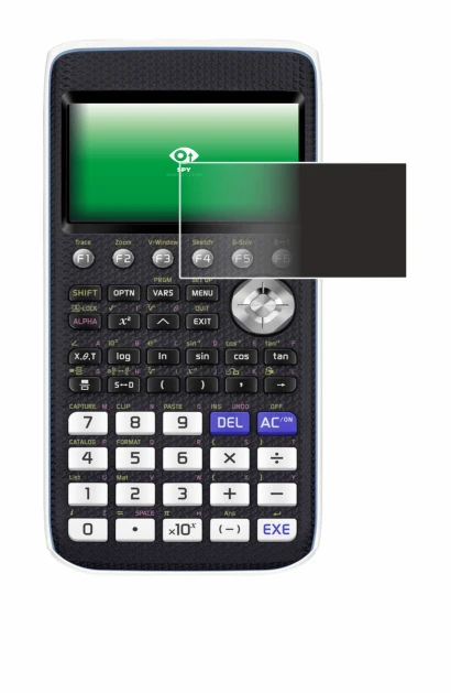 Imagen del dispositivo Casio FX-CG50 con una amplia variedad de protectores de pantalla.