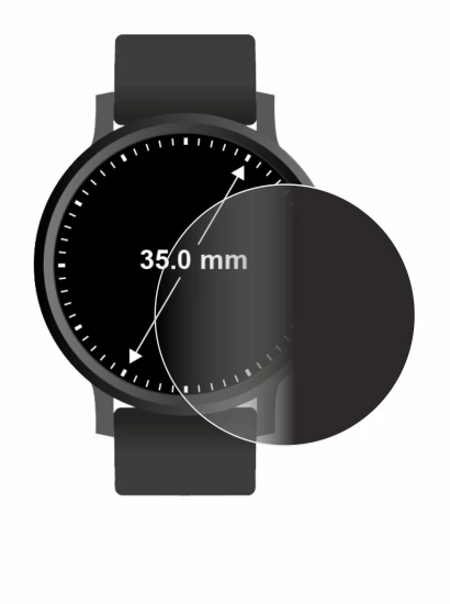 Imagen del dispositivo Circular Displays (ø: 35 mm) con una amplia variedad de protectores de pantalla.