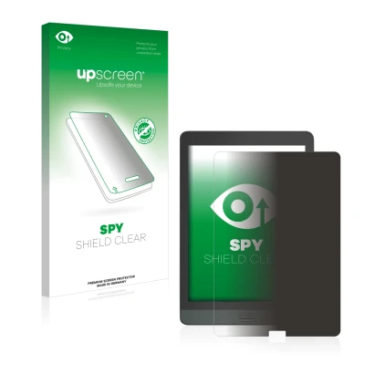 Parte frontal de un envase de producto con el logotipo de la marca upscreen. Al lado se muestra el dispositivo Boox Nova 3 con