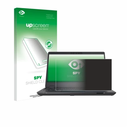 Parte frontal de un envase de producto con el logotipo de la marca upscreen. Al lado se muestra el dispositivo Fujitsu Lifeboo