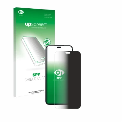 Parte frontal de un envase de producto con el logotipo de la marca upscreen. Al lado se muestra el dispositivo Honor 200 Lite