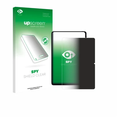 Parte frontal de un envase de producto con el logotipo de la marca upscreen. Al lado se muestra el dispositivo Xiaomi POCO Pad