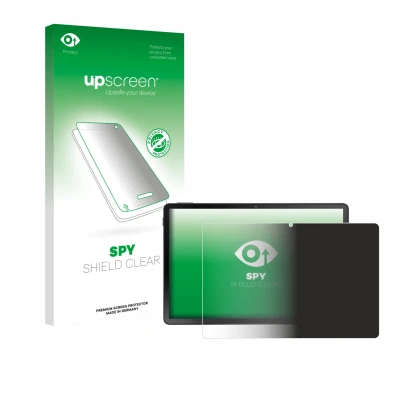 Parte frontal de un envase de producto con el logotipo de la marca upscreen. Al lado se muestra el dispositivo Doogee U11 Pro 