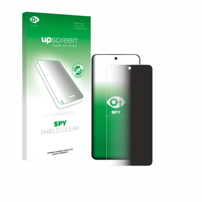 Parte frontal de un envase de producto con el logotipo de la marca upscreen. Al lado se muestra el dispositivo OnePlus Nord CE