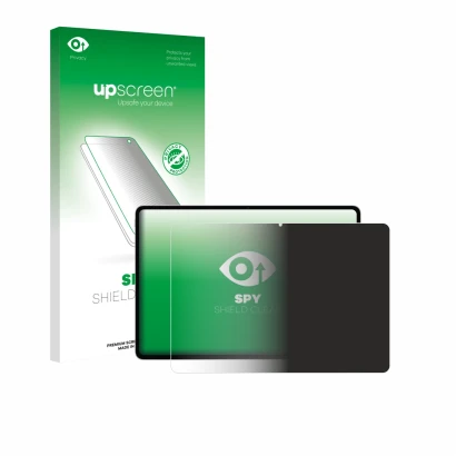 Parte frontal de un envase de producto con el logotipo de la marca upscreen. Al lado se muestra el dispositivo Honor Magicpad 