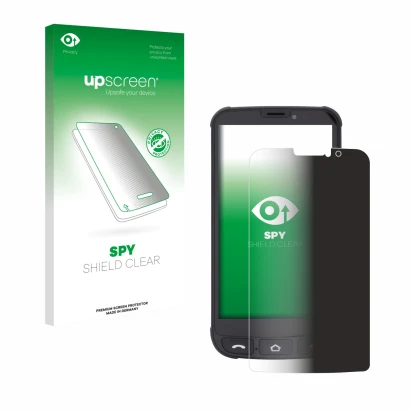 Parte frontal de un envase de producto con el logotipo de la marca upscreen. Al lado se muestra el dispositivo Olympia Neo Min