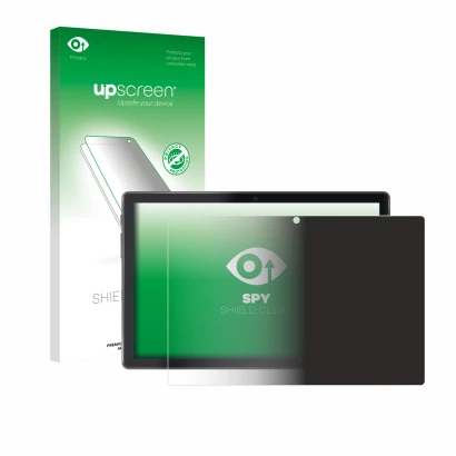 Parte frontal de un envase de producto con el logotipo de la marca upscreen. Al lado se muestra el dispositivo Lisciani Mio Ta