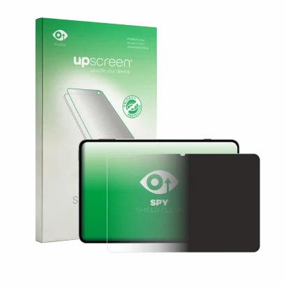 Parte frontal de un envase de producto con el logotipo de la marca upscreen. Al lado se muestra el dispositivo RedMagic Astra 