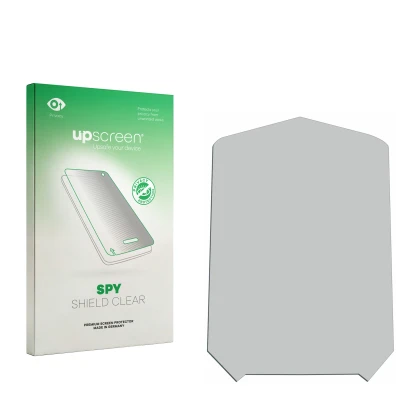 Parte frontal de un envase de producto con el logotipo de la marca upscreen. Al lado está el protector de pantalla correspondi