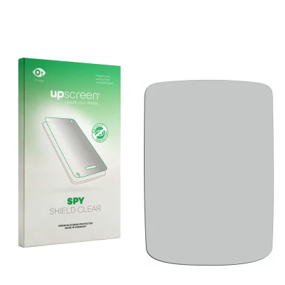 Parte frontal de un envase de producto con el logotipo de la marca upscreen. Al lado está el protector de pantalla correspondi