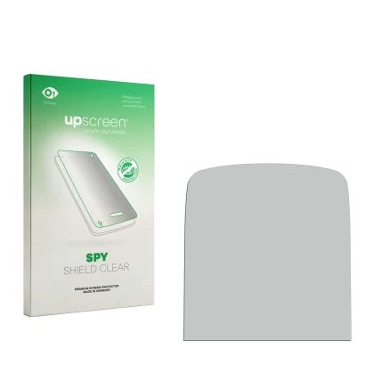 Parte frontal de un envase de producto con el logotipo de la marca upscreen. Al lado está el protector de pantalla correspondi