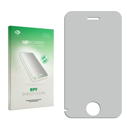 Parte frontal de un envase de producto con el logotipo de la marca upscreen. Al lado está el protector de pantalla correspondi