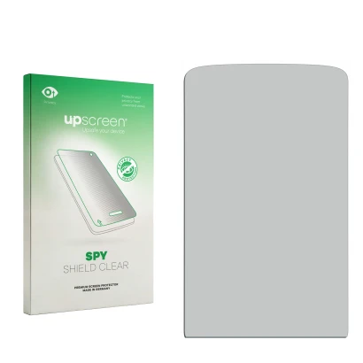 Parte frontal de un envase de producto con el logotipo de la marca upscreen. Al lado está el protector de pantalla correspondi