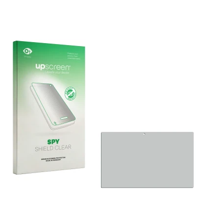 Parte frontal de un envase de producto con el logotipo de la marca upscreen. Al lado está el protector de pantalla correspondi