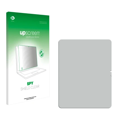 Parte frontal de un envase de producto con el logotipo de la marca upscreen. Al lado está el protector de pantalla correspondi