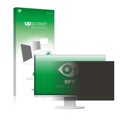 Parte frontal de un envase de producto con el logotipo de la marca upscreen. Al lado se muestra el dispositivo con su protecto
