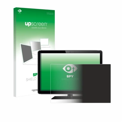 Parte frontal de un envase de producto con el logotipo de la marca upscreen. Al lado se muestra el dispositivo con su protecto
