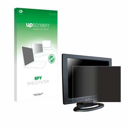 Parte frontal de un envase de producto con el logotipo de la marca upscreen. Al lado se muestra el dispositivo SDC Touchscreen