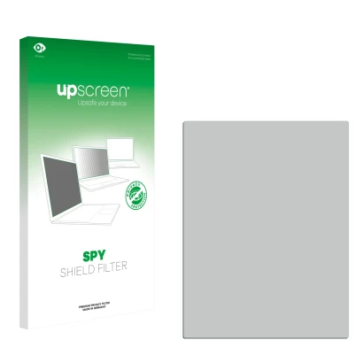 Parte frontal de un envase de producto con el logotipo de la marca upscreen. Al lado está el protector de pantalla correspondi