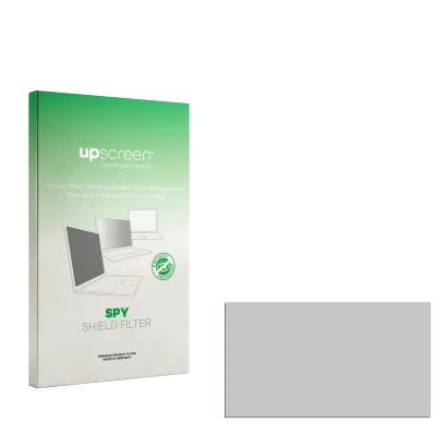 Parte frontal de un envase de producto con el logotipo de la marca upscreen. Al lado está el protector de pantalla correspondi