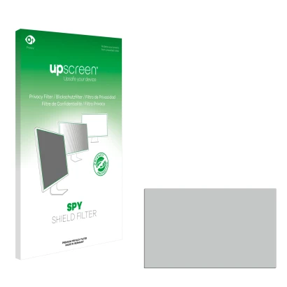 Parte frontal de un envase de producto con el logotipo de la marca upscreen. Al lado está el protector de pantalla correspondi