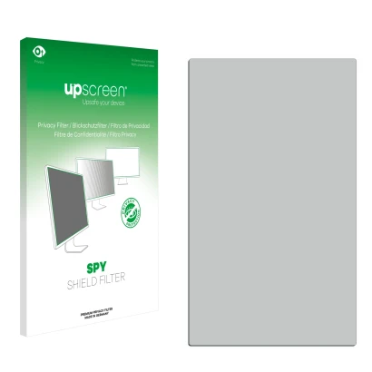 Parte frontal de un envase de producto con el logotipo de la marca upscreen. Al lado está el protector de pantalla correspondi